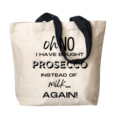 Load image into Gallery viewer, Prosecco vs. Milk Tote Bag: Cheers to the Essentials of Life!
